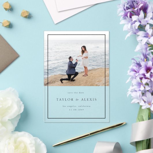 Black Modern Minimalist Lijst Foto Acryl Uitnodigingen (Insitu (Huwelijk))