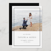 Black Modern Minimalist Lijst Foto Save The Date (Voorkant / Achterkant)