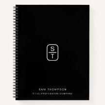 Black Modern Minimalist Monogram Initialen