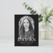 Black Modern Minimalist Photo Afstuderen Hartelijk Briefkaart (Staand voorkant)