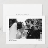 Black Modern minimalist Photo Wedding Elopement Aankondiging (Voorkant / Achterkant)