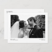 Black Modern minimalist Photo Wedding Elopement Aankondigingskaart (Voorkant / Achterkant)