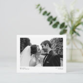Black Modern minimalist Photo Wedding Elopement Aankondigingskaart (Staand voorkant)