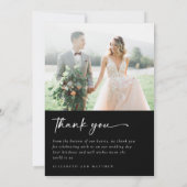Black Modern Minimalist Script Photo Wedding Bedankkaart (Achterkant)