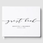 Black Modern Minimalist Script Photo Wedding Gastenboek (Voorkant)