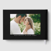 Black Modern Minimalist Script Photo Wedding Gastenboek (Achterkant)