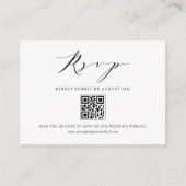 Black Modern Minimalist Script QR-code RSVP Informatiekaartje (Voorkant)