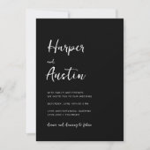 Black Modern Minimalist Script Wedding Kaart (Voorkant)