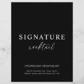 Black Modern Minimalist Signature Cocktail Sign (Voorkant)
