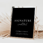 Black Modern Minimalist Signature Cocktail Sign