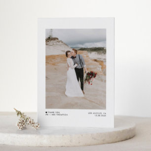 Black Modern minimalist Typography Photo Wedding Bedankkaart