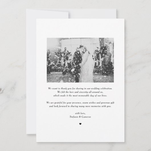 Black Modern minimalist Typography Photo Wedding Bedankkaart (Achterkant)