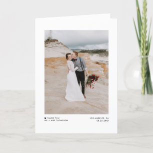 Black Modern minimalist Typography Photo Wedding Bedankkaart