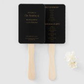 Black Modern minimalist Wedding Program Hand Fan Handwaaier (Voorkant en achterkant)