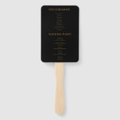 Black Modern minimalist Wedding Program Hand Fan Handwaaier (Achterkant)