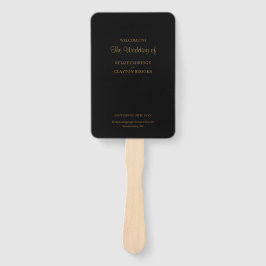 Black Modern minimalist Wedding Program Hand Fan Handwaaier