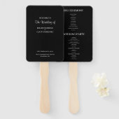 Black Modern minimalist Wedding Program Hand Fan Handwaaier (Voorkant en achterkant)