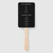 Black Modern minimalist Wedding Program Hand Fan Handwaaier (Achterkant)