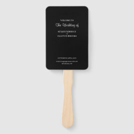 Black Modern minimalist Wedding Program Hand Fan Handwaaier