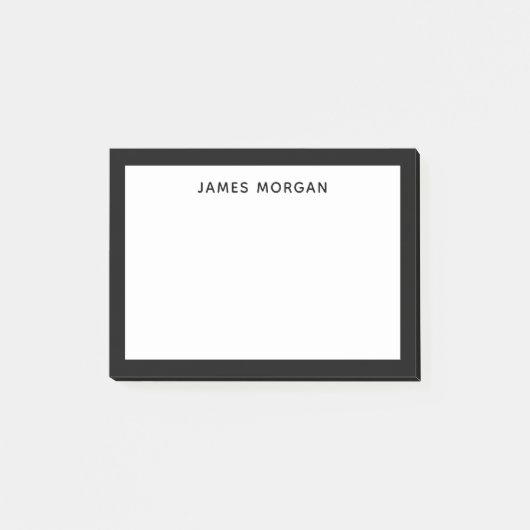 Black Modern Name Professional Post-it® Notes (Voorkant)