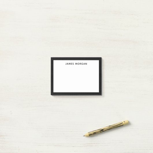 Black Modern Name Professional Post-it® Notes (Op bureau)