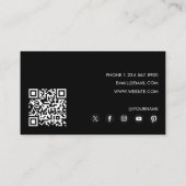 Black Modern Personal Trainer Fitness QR-code Visitekaartje (Achterkant)