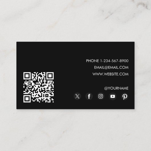 Black Modern Personal Trainer Fitness QR-code Visitekaartje (Achterkant)