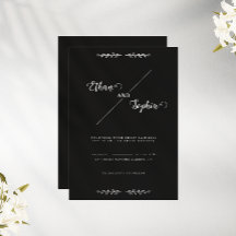 Black Modern Personalized Wedding Kaart