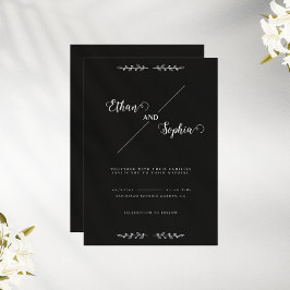 Black Modern Personalized Wedding Kaart
