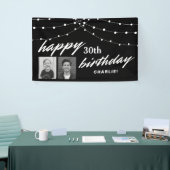 Black Modern Photo 30th Birthday Party Spandoek (Beurs)