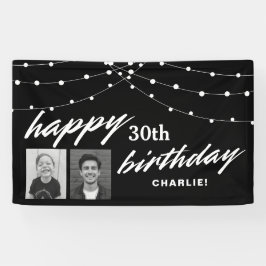 Black Modern Photo 30th Birthday Party Spandoek