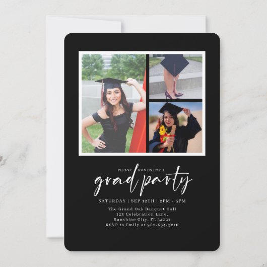 black Modern Photo Afstuderen klasse van 2025 Kaart (Achterkant)