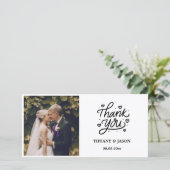 Black Modern Photo Calligraphy Heart minimalist Bedankkaart (Staand voorkant)