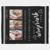 Black Modern Photo Collage Best Grandma Ever Fleece Deken (Voorkant (Horizontaal))