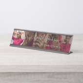 Black Modern Photo Collage Script Kalligrafie Naam Bureau Naambordje (Voorkant)