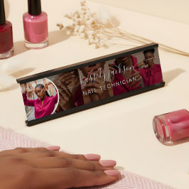 Black Modern Photo Collage Script Kalligrafie Naam Bureau Naambordje