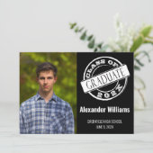 Black Modern Photo Graduation Party Kaart (Staand voorkant)