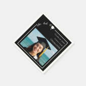 Black modern photo Graduation Party Servet (Hoek)