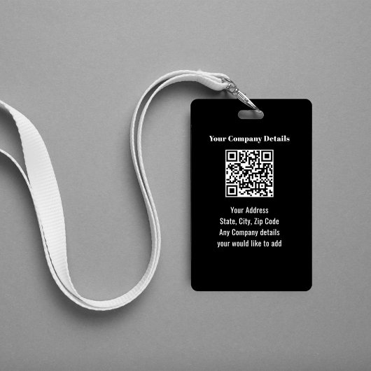 Black Modern Photo QR Code Employee Badge