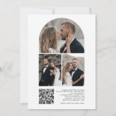 Black Modern Photo QR Code Wedding Kaart (Achterkant)