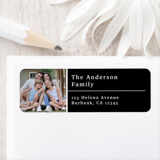 Black Modern Photo Return Label (Insitu)