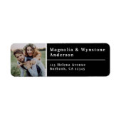 Black Modern Photo Wedding Return Label (Voorkant)