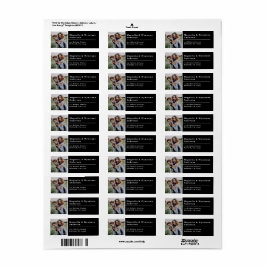 Black Modern Photo Wedding Return Label (Full Sheet)