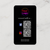 Black Modern Professional 2 QR-CODE Visitekaartje (Voorkant)