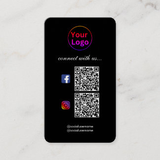 Black Modern Professional 2 QR-CODE Visitekaartje