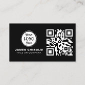 Black Modern Professional Business Logo QR-code Visitekaartje (Voorkant)