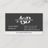 Black Modern Professional Monogram Visitekaartjes (Voorkant)