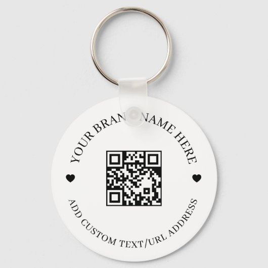 Black Modern QR Code Business Budget Round  Sleutelhanger (Voorkant)