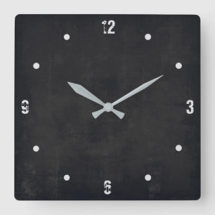 Black Modern Rustic Elegant Abstract Vierkante Klok