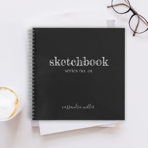 Black Modern Rustic Hand Lettered Sketchbook Notitieboek